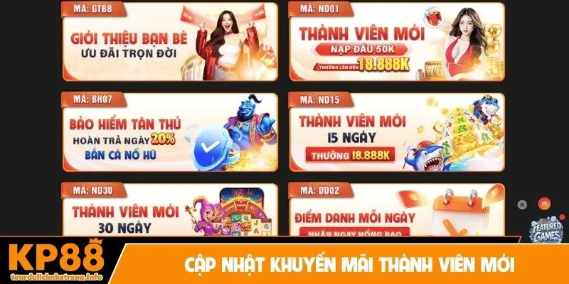 Cập nhật khuyến mãi thành viên mới
