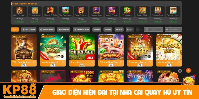 Giao diện hiện đại tại nhà cái quay hũ uy tín