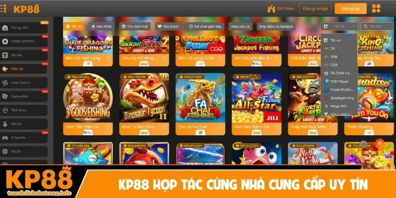 KP88 hợp tác cùng hàng loạt nhà cung cấp uy tín